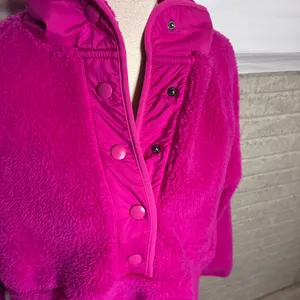 Lou & Grey Upstate Sherpa Fleece Pullover Magenta Pink Snap Neck Sweatshirt L thumbnail 4