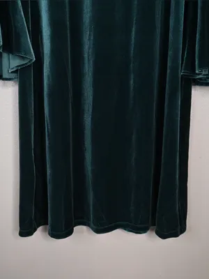 MSK Women's M Dark Green Velvet Bell Sleeve Lined Shift Dress thumbnail 7