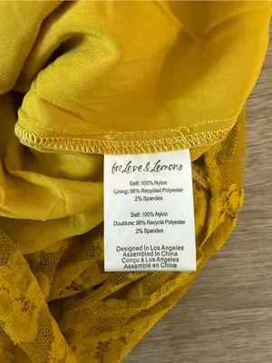 NWT For Love & Lemons Tiana Mini Dress in Mustard Yellow, Size XS thumbnail 5