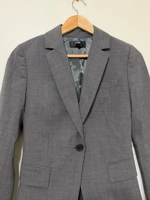 J. CREW Slim Single-Button Blazer Size 0 Women’s Gray Office Work Business thumbnail 4
