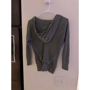 Shaver Lake Casuals Ribbed Knit Henley Hoodie Sage Green Grey Medium Ramie thumbnail 5