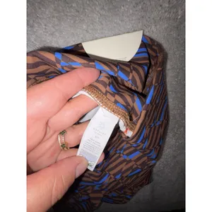 aerie offline biker shorts printed blue brown hi rise nwt Small thumbnail 6