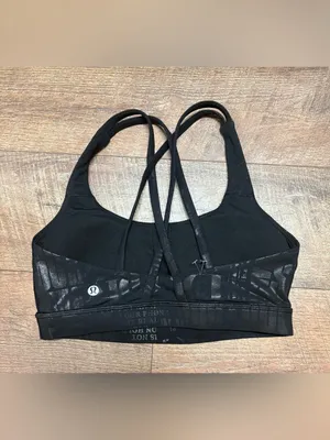 The LuLulemon Energy Black Manifesto Athletic Sports Bra Size 6 thumbnail 2