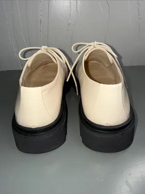 Anthropology Maeve Cream Lace-Up Platform Loafers with Black Sole thumbnail 7