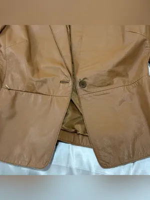 Vintage Kenneth Cole Leather Jacket Blazer Small Camel Brown Y2K Minimal Chic thumbnail 7