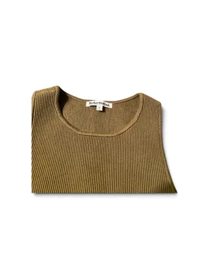 Reformation Olive Green Ribbed Knit Tank Top Sz-Small thumbnail 3