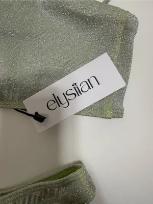 NWT Elysiian Malibu Green Shimmer One Shoulder Bikini thumbnail 2