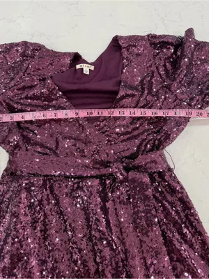 Francesca's Collections Purple Sequin Wrap Mini Dress thumbnail 9
