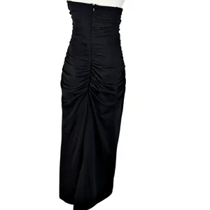 AnthropologieStrapless Black Mesh Midi Dress LBD Minimal Holiday thumbnail 5