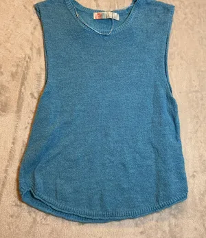 FP Beach Free People Tank Top Blue Knit Sleeveless Relaxed Small thumbnail 1