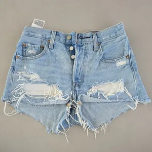 Levi's 501 Light Blue Distressed Jean Shorts Size W24 thumbnail 1