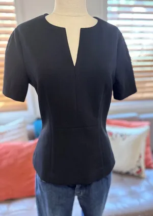 Hugo Boss Black Short Sleeve Notched Neck Blouse Top Size 6 US thumbnail 1