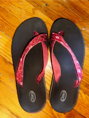 Chacos Women’s Classic Flip Flops Pink Pattern LUVSEAT Arch Support Sandals Beach thumbnail 5