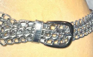 Nwot! Silver chain link look metal/faux leather belt! thumbnail 2