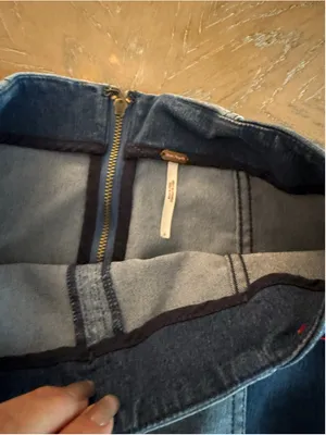 Women's Free People Denim Mini Skirt Size S Blue Two-Tone thumbnail 2