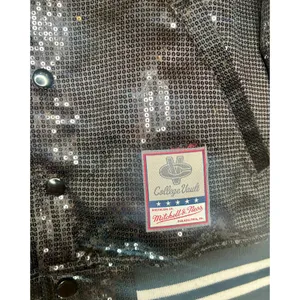Mitchell & Ness LSU Tigers Sequin Bomber Jacket Black Snap Front S thumbnail 3