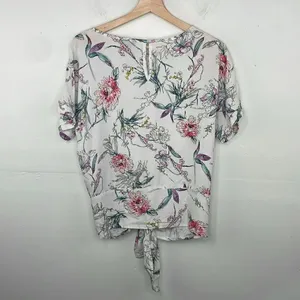 Buffalo David Bitton Top Womens White Floral Print Front Tie Blouse Small thumbnail 8