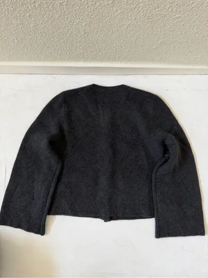 Quince 100% Mongolian Cashmere Structured Cardigan Grey Charcoal Size XL thumbnail 4
