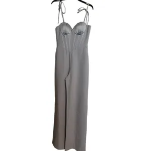 NWT Miss Circle Sarina Baby Blue Satin Corset Jumpsuit - Size Small (Read) thumbnail 2