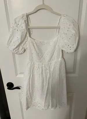 ZARA White Textured babydoll Dress thumbnail 2