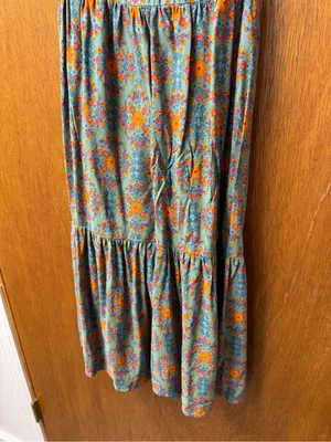 Natural Life Sleeveless Lace Inset Tiered Mini Dress Floral Teal Orange Medium thumbnail 7