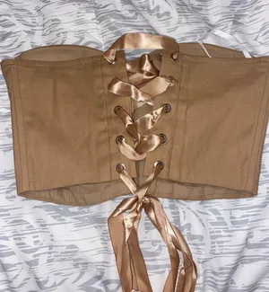 SheIn Tan Lace Up Corset Top thumbnail 1