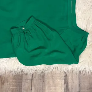 LOFT square neck relaxed fit flowy top blouse emerald kelly green M thumbnail 8