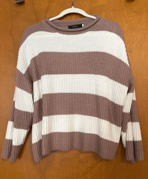 Zesica Sweater rose and white stripe Small thumbnail 1
