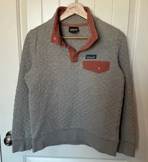 Patagonia Worn Wear Quilted Snap Sweater XSmall Grey thumbnail 1