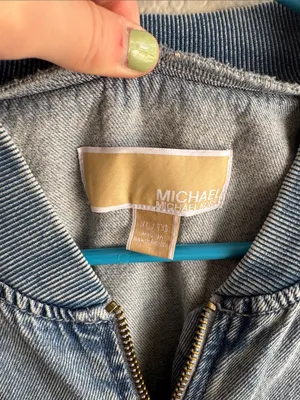MICHAEL Michael Kors Light Blue Denim Bomber Jacket thumbnail 3