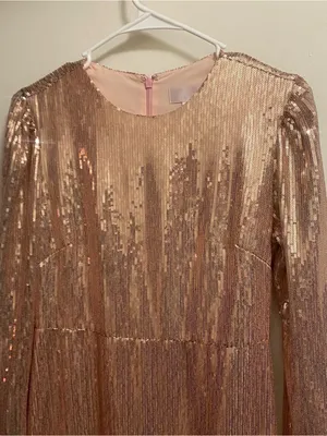Rachel Parcell Womens Midi Dress S Small Rose Gold Pink Sequins Allover Formal thumbnail 2