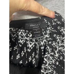 Women's Friday Black & White Printed Pants Size S Pull on Y2K thumbnail 2