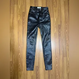 We the Free Phoenix coated skinny high rise ribcage jeans liquid black size 24. thumbnail 2