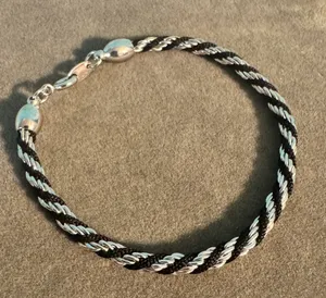 Trifari Black Silver Tone Rope Chain Bracelet thumbnail 1