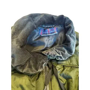 Free People Olive Green Nylon Jacket Velvet Collar Utility Puffer Size 4 thumbnail 5
