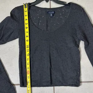 American Eagle Women Lace Long Sleeve Gray‎ Crop Top XS thumbnail 5