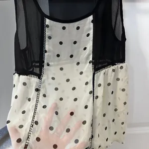 Chloe K black & white polka dot flowy tank blouse thumbnail 4