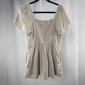 Abercrombie & Fitch Square Neck Short Sleeve‎ Mini Dress Romper in Stone Size M thumbnail 4