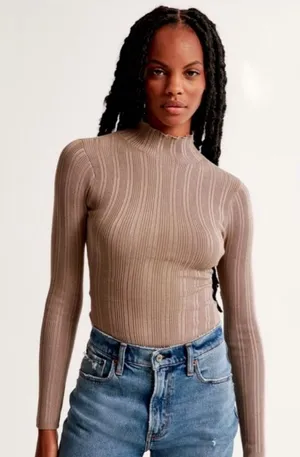 Abercrombie and Fitch Rib High Neck Bodysuit Size XS thumbnail 1
