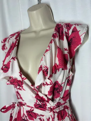 Free People French Quarter Floral Print Mini Wrap Dress Womens Sz S Boho Beach thumbnail 5
