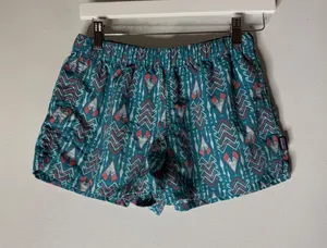 Patagonia Baggies Shorts Womens Teal Red Geometric Tribal Print STY57042 small thumbnail 1