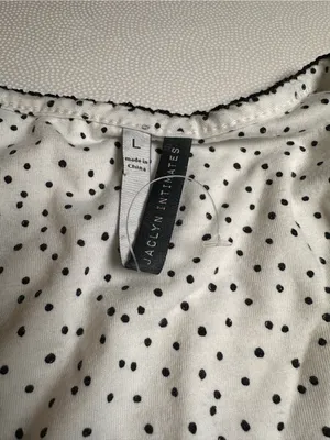 Jaclyn Intimates Polka Dot Romper Pajama Set White Black Size Large Y2K Style thumbnail 6