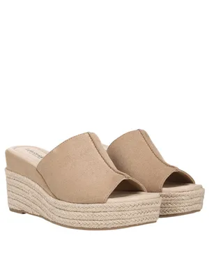 NWT Lifestride Platform Wedge Sandal Slip-On Biscotti Beige Brown 7.5M thumbnail 5