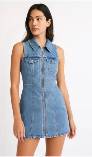 Sleeveless ZARA Denim Mini Dress thumbnail 1