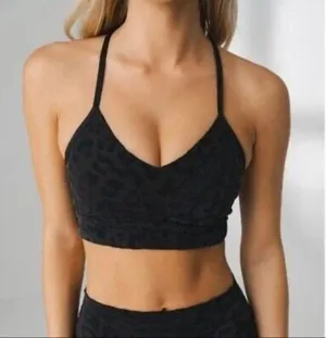 Balance Athletica/Vitality Black Velvet Leopard Strappy Back Sports Bra thumbnail 2