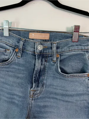 7 For All Mankind Slim Kick High-Rise Cropped Jeans Size 24 Preppy Coastal thumbnail 3