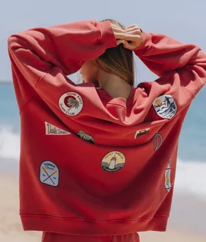 Daily Drills Red Heavyweight Oversized Out East Crewneck Sweatshirt thumbnail 1
