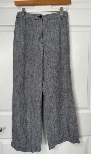 Reformation 100%‎ Linen Wide Leg Pants Houndstooth Black White Size 0 thumbnail 1