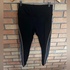 ZYIA Active Women's Black Speed Derby Stripe Hi Rise 7/8 Leggings Size 6-8 thumbnail 2