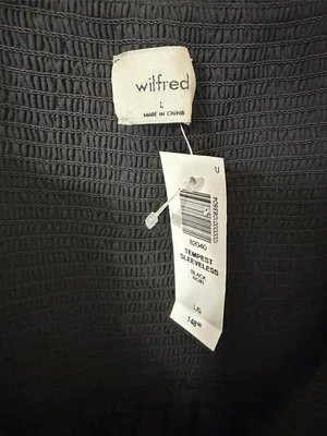 Aritzia Wilfred Tempest Sleeveless Mini Dress Smocked Black Large NWT thumbnail 8
